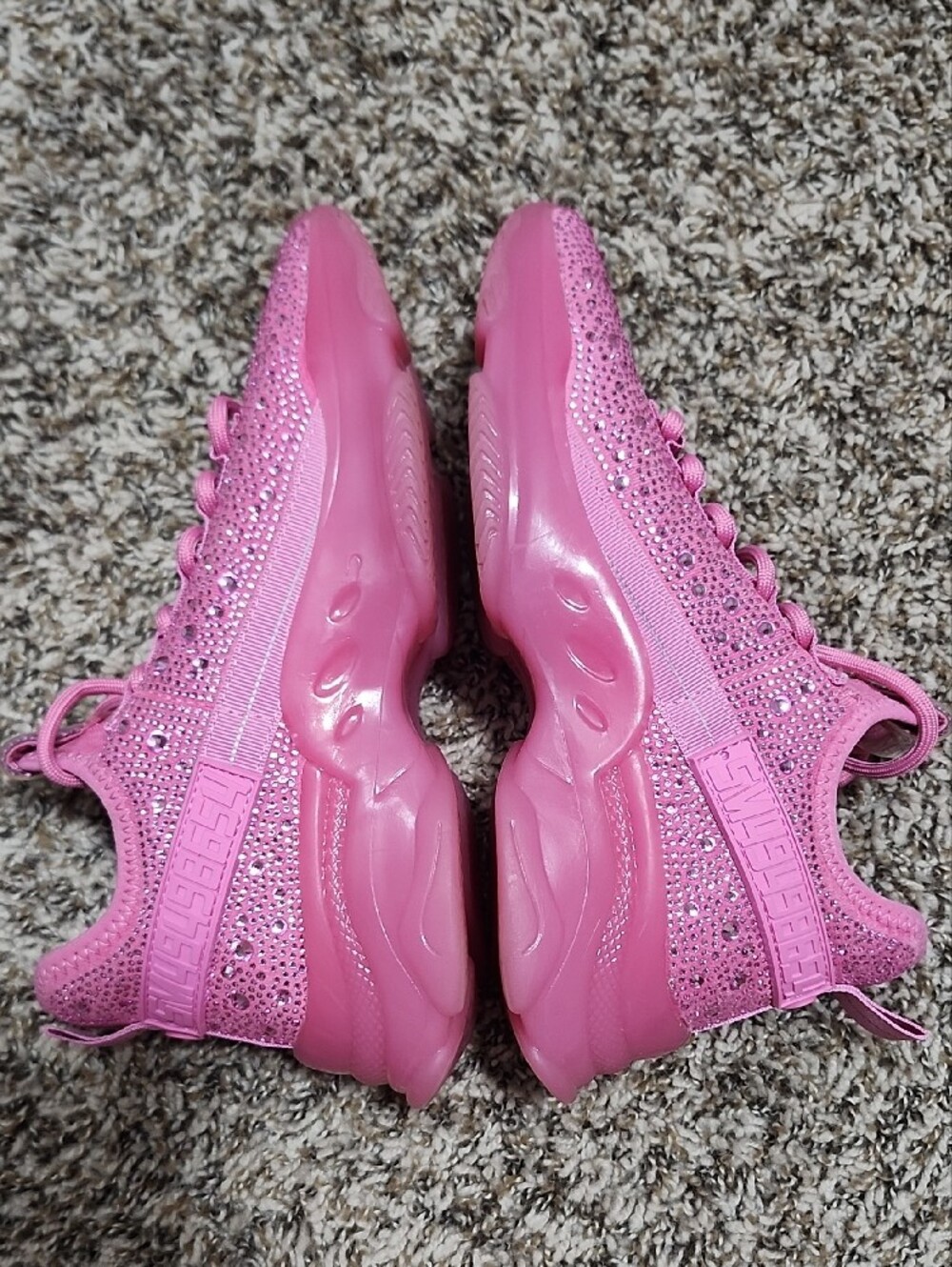 Steve Madden Maxima Hot Barbie Pink Rhinestone Fashion Sneakers Sparkle Athletic - Picture 8 of 12